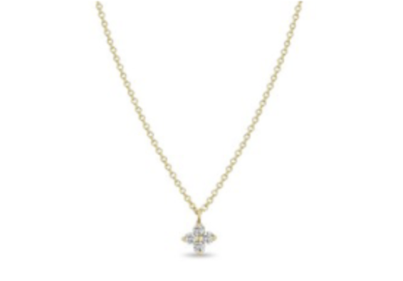 Zoe Chicco YG Quad Prong Set Diamond Necklace 0.12ct (Demi-fine 14k)