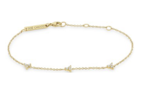 Zoe Chicco YG Diamond Trio Stations Bracelet 0.14ct (Demi-fine 14k)