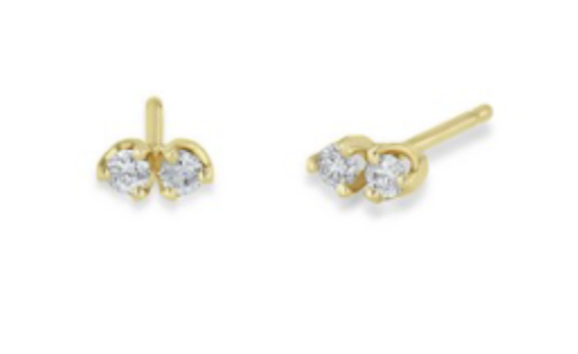 Zoe Chicco YG Twin Prong Set Diamond Earrings 0.12ct (Demi-Fine 14k)