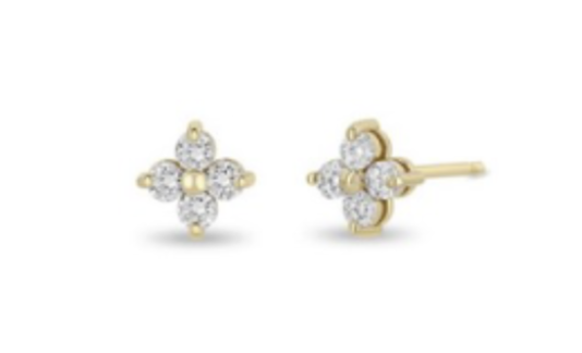 Zoe Chicco YG Quad Prong Set Diamond Studs 0.24ct (Demi-fine 14k)