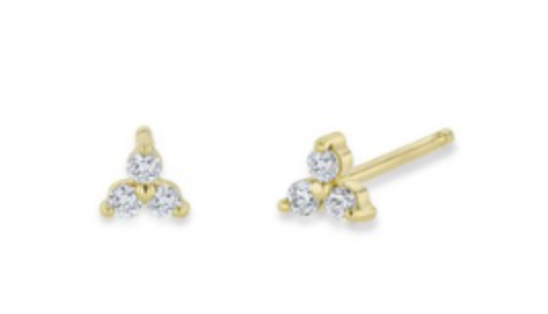 Zoe Chicco YG Tiny Diamond Trio Studs 0.09ct (Demi-fine 14k)