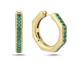 Ascher X Large Emerald Pave Bubble Hoops
