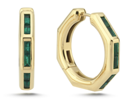 Ascher X Large Emerald  Bubble Hoops