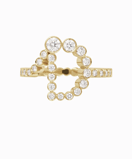 Sophie Bille Brahe YG Ensemble Letter D Ring 1.08ct 18k