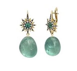 Venyx YG Muzo Mini Sunburst Earrings / Black Rhodium, Emeralds 18.7ct, Diamonds 0.15ct 18k