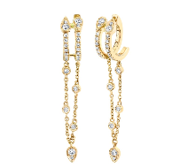 Shay Double Mixed Pear Drop Diamond Fringe Huggies