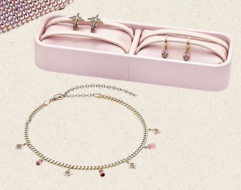Venyx x Marina Raphael Gold Jewelry Set of 3 / Diamonds 0.3ct, Pink Sapphires 1.1ct , Pink Tourmaline 1.15ct 14k+18k