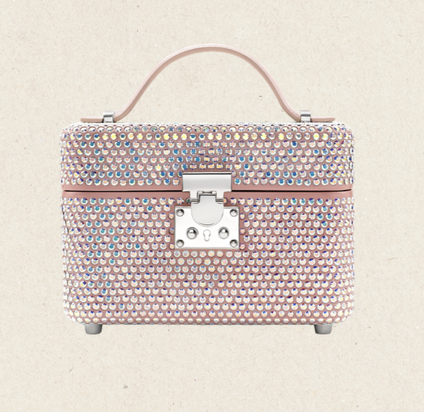 Venyx x Marina Raphael Pink Leather with Swarowski Crystals Jewelry Bag