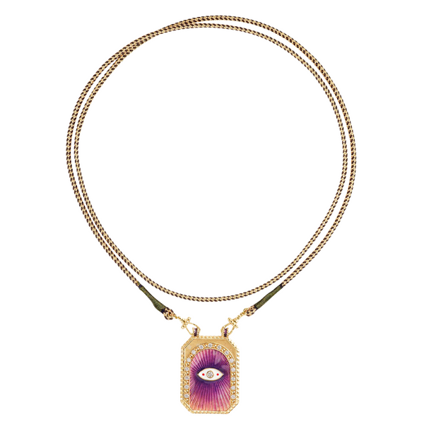 Marie Lichtenberg YG Eye Protect Purple Scapular with Diamonds 0.33ct 18k
