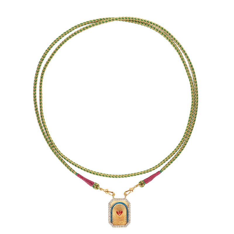 Marie Lichtenberg YG Heart Mini Scapular Necklace with Diamonds 0.28ct 18k