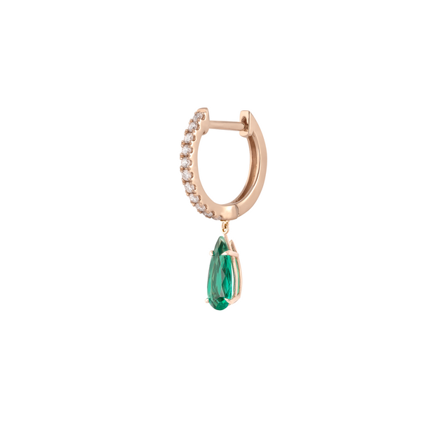 Anita Ko Diamond Huggie with Pear Emerald Drop