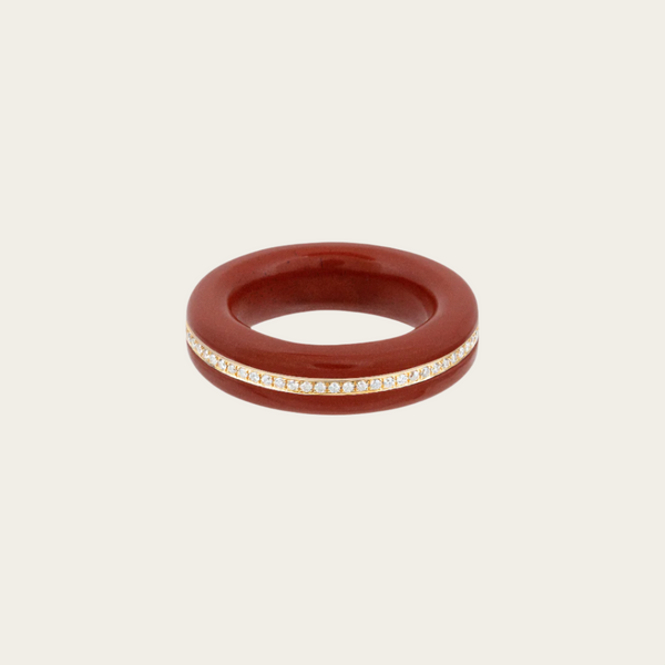 By Pariah Red Jasper Diamond Linings Ring