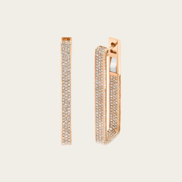 Shay Diamond Pave Elongated Deco Link Earrings