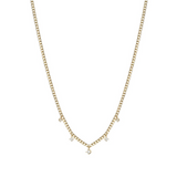 Zoe Chicco YG 5 Dangling Diamonds on XS Curb Chain Necklace 0.15ct (Demi-fine 14k)
