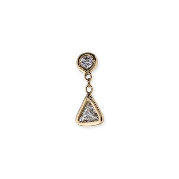 Jacquie Aiche YG Round & Trillion Diamond Drop Stud (Demi-fine 14k)