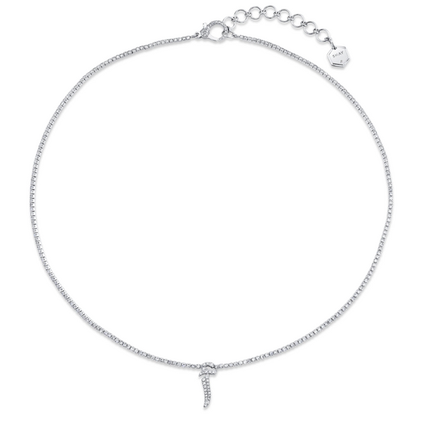 Shay Diamond Pave Arabic Initial Threads Necklace