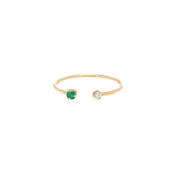 Zoe Chicco YG Diamond and Emerald Prong Set Open Ring 0.03ct (Demi-fine 14k)