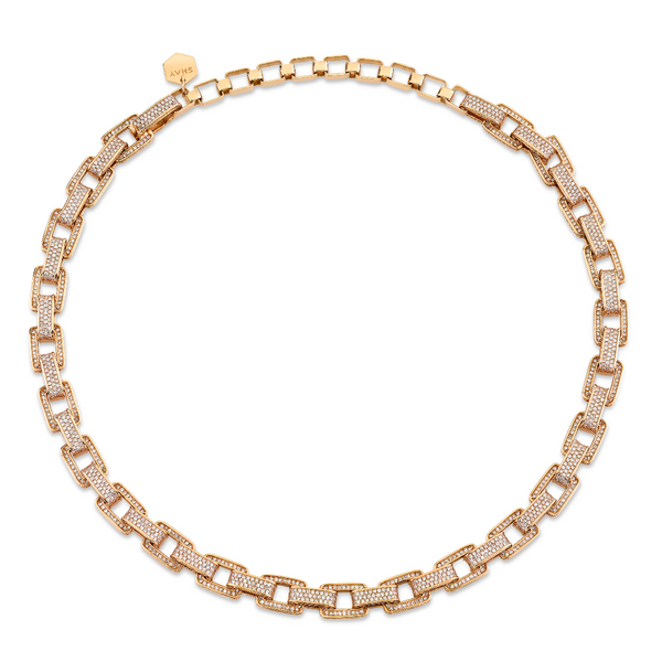 Shay RG Diamond Pave Deco Link Necklace 9.98ct 18k