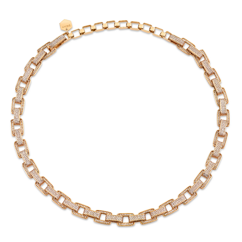 Shay RG Diamond Pave Deco Link Necklace 9.98ct 18k