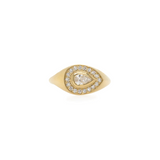 Zoe Chicco YG Horizontal Pear and Pave Diamond Signet Ring 0.37cts (Demi-Fine 14k)