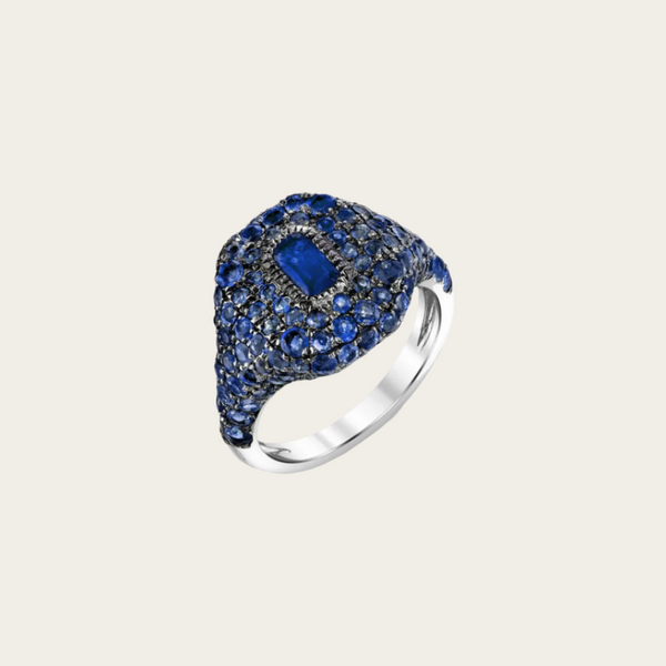 Shay Pave Blue Sapphire Pinky Ring
