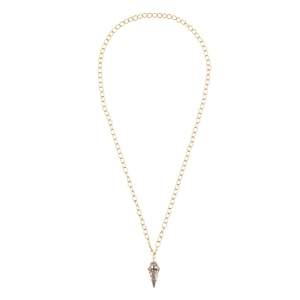 Marie Lichtenberg YG In stars We Trust Pendulum with Diamonds 0.32ct on Rosa Micro Chain 73cm / Black Rhodium (Demi-fine 14k)