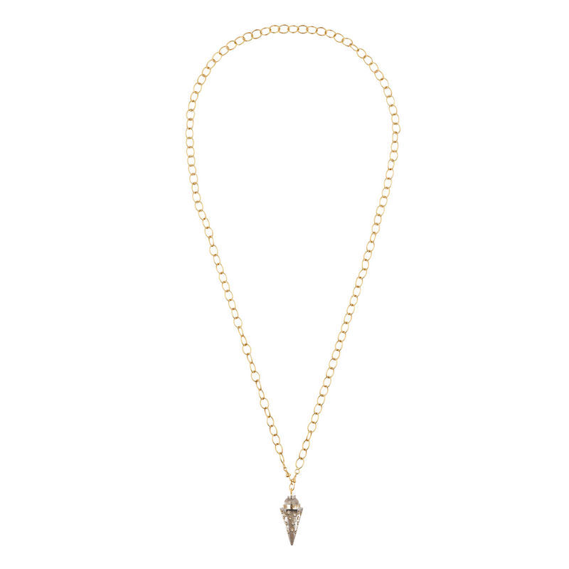Marie Lichtenberg YG In stars We Trust Pendulum with Diamonds 0.32ct on Rosa Micro Chain 73cm / Black Rhodium (Demi-fine 14k)