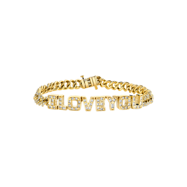Shay Diamond Baguette "I LOVE YOU" Mini Link Bracelet