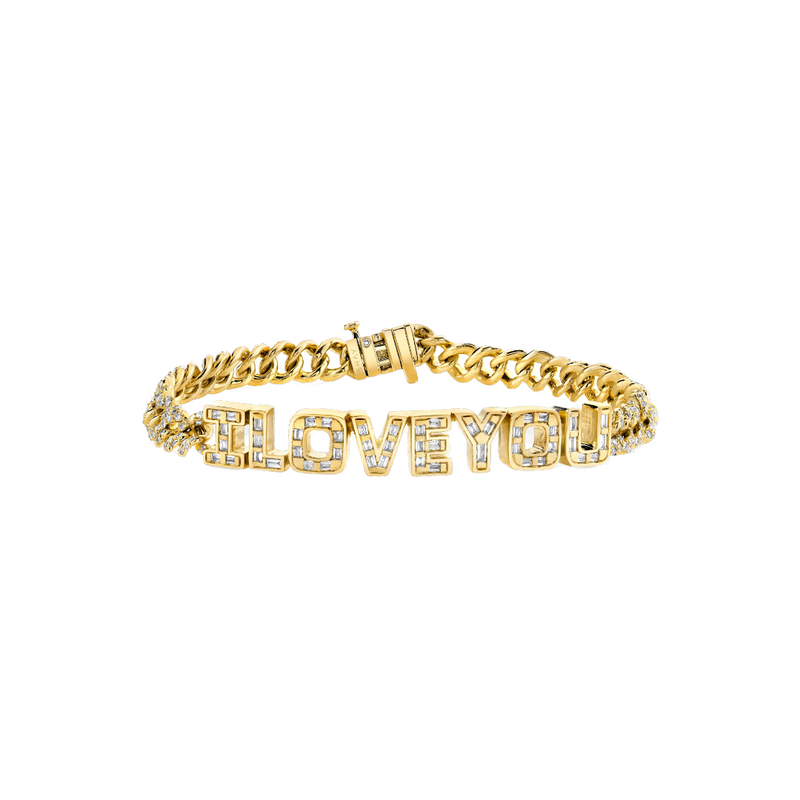 Shay Diamond Baguette "I LOVE YOU" Mini Link Bracelet