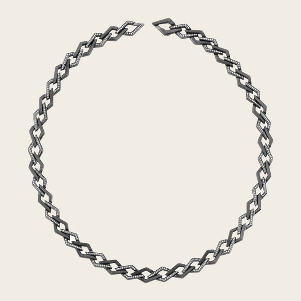 Ascher  Diamond Pave Tidal Pull  Long Necklace