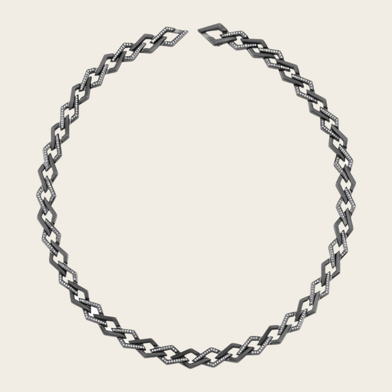 Ascher  Diamond Pave Tidal Pull  Long Necklace