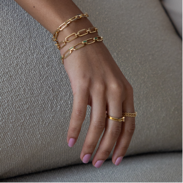 Lizzie Mandler YG XL Knife Edge Flat Link Bracelet 18k