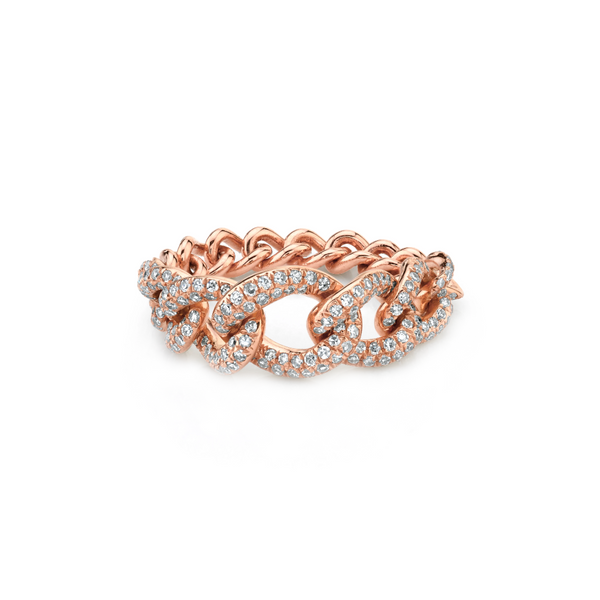 Shay RG Gradual Partial Diamond Pave Link Ring 0.97ct 18k