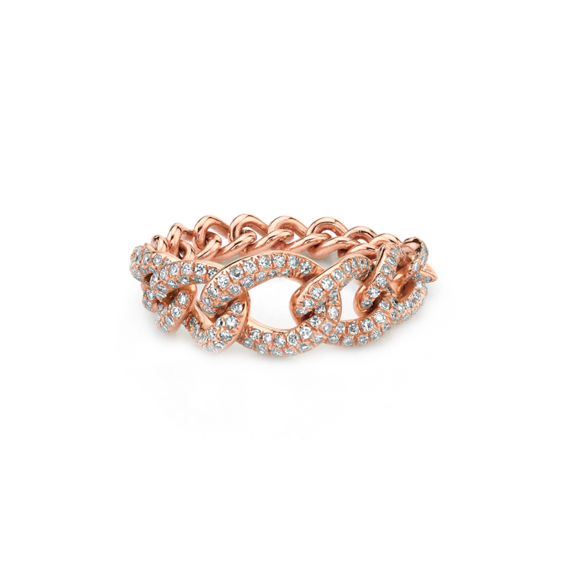 Shay RG Gradual Partial Diamond Pave Link Ring 0.97ct 18k