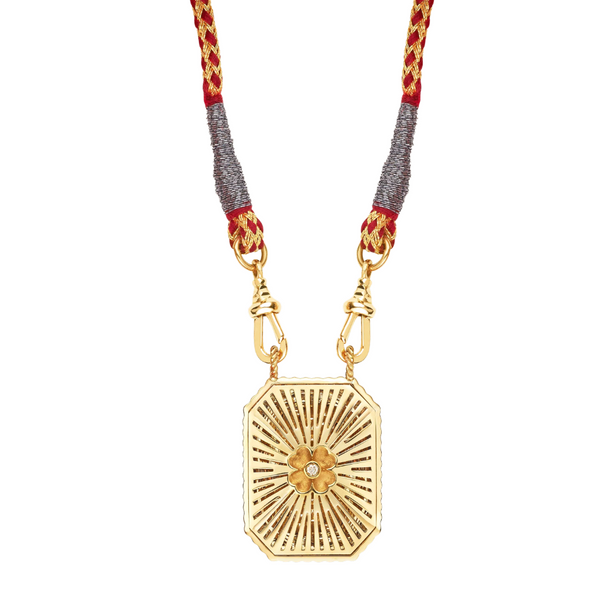 Marie Lichtenberg YG Gold Clover Mini Scapular Necklace with Diamond 0.01ct 18k