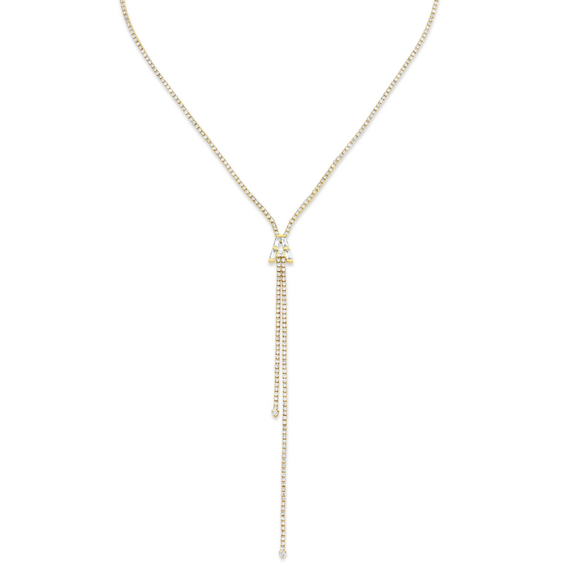 Shay YG Diamond Baguette Initial Y Thread Necklace 4.75ct 18k