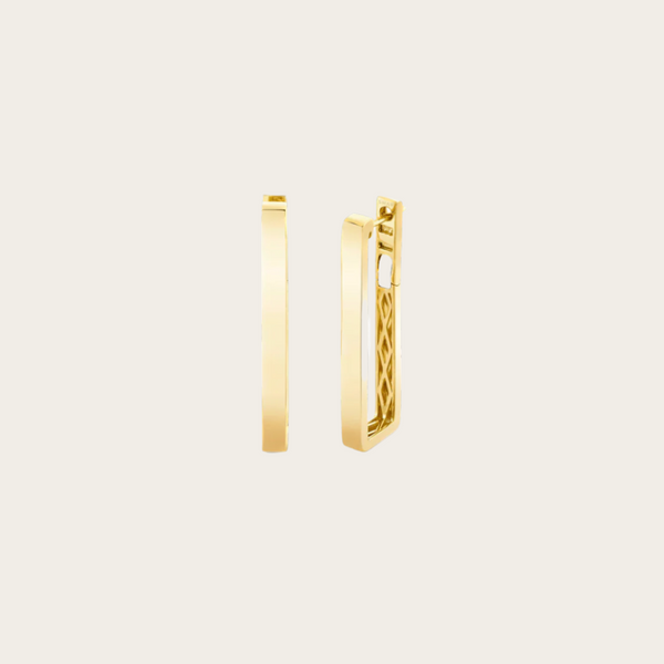 Shay Elongated Solid Gold Deco Link Earrings