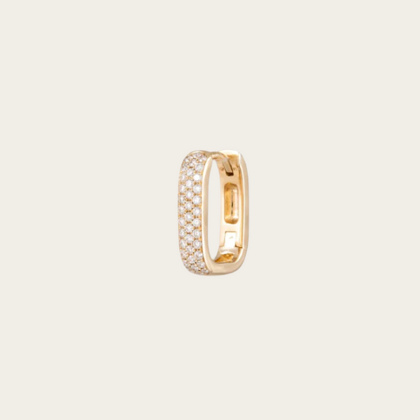 Jacquie Aiche Small 3 Row Diamond Pave Rectangle Mini Hoop SINGLE