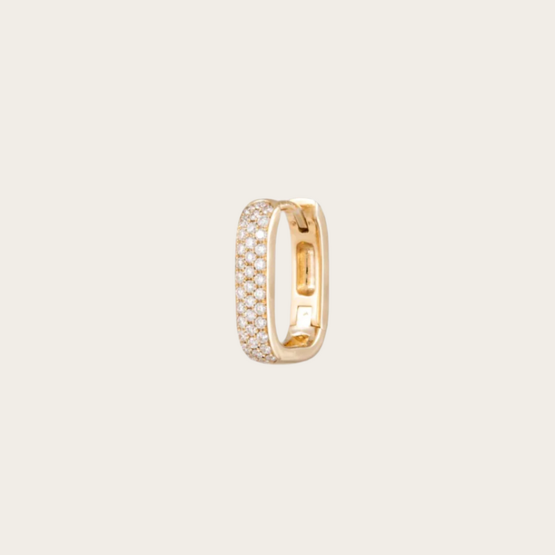 Jacquie Aiche Small 3 Row Diamond Pave Rectangle Mini Hoop SINGLE