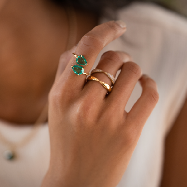 Eva Fehren Emerald Shield Wrap Ring