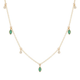 Zoe Chicco YG Alternating Dangling Marquise Emeralds and Diamonds Necklace / Emerald 0.08ct, Diamond 0.15ct (Demi-fine 14k)