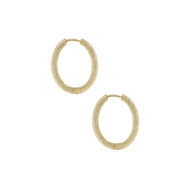 Carolina Bucci Small Thick Oval Hoops Florentine Finish 18k