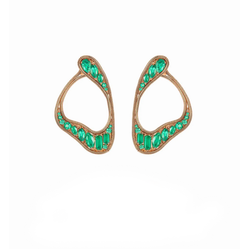 Fernando Jorge RG Stream Emerald Loop Earrings 5.26cts 18k