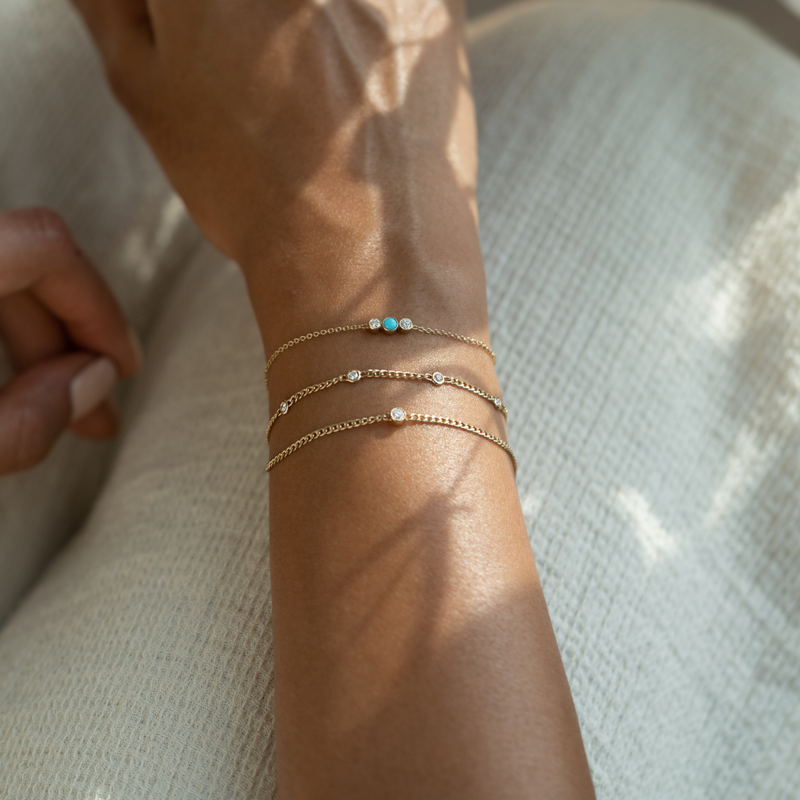 Zoe Chicco 5 Spaced Out Diamonds on XS Curb Chain Bracelet