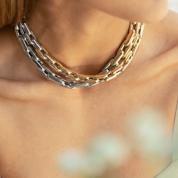Lauren Rubinski YG+WG Two-Tone Medium Link Necklace (Demi-fine 14k)