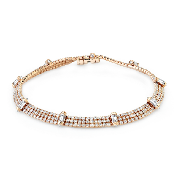 Shay Diamond Pave Triple Thread and Ripple Bracelet