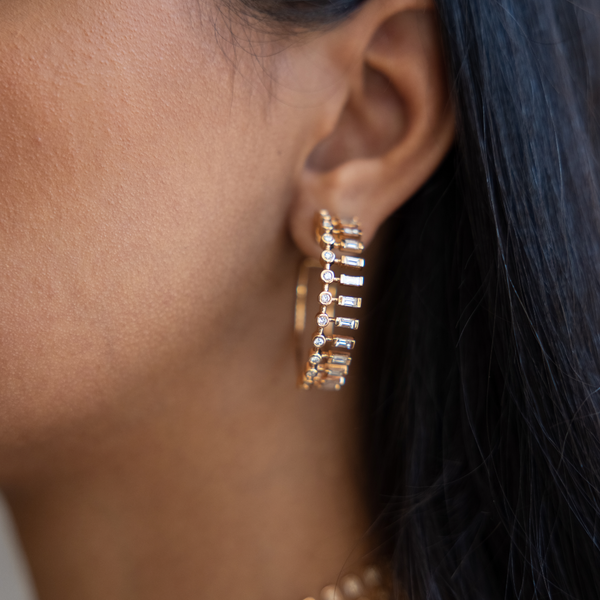 Shay Dot Dash Diamond Hoops