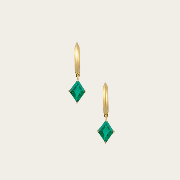 Eva Fehren Emerald Rhombus Prism Hoops