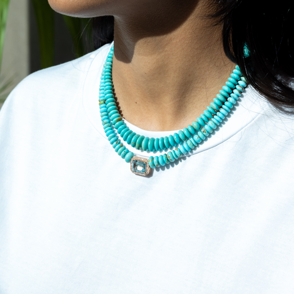 Jacquie Aiche Small Graduated Smooth Turquoise Beaded Necklace