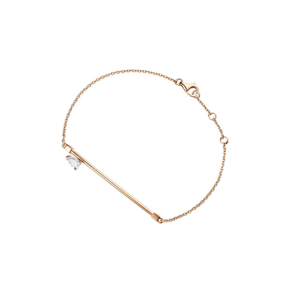 Repossi Serti Sur Vide Bar Bracelet with 0.25 pear diamond 18k